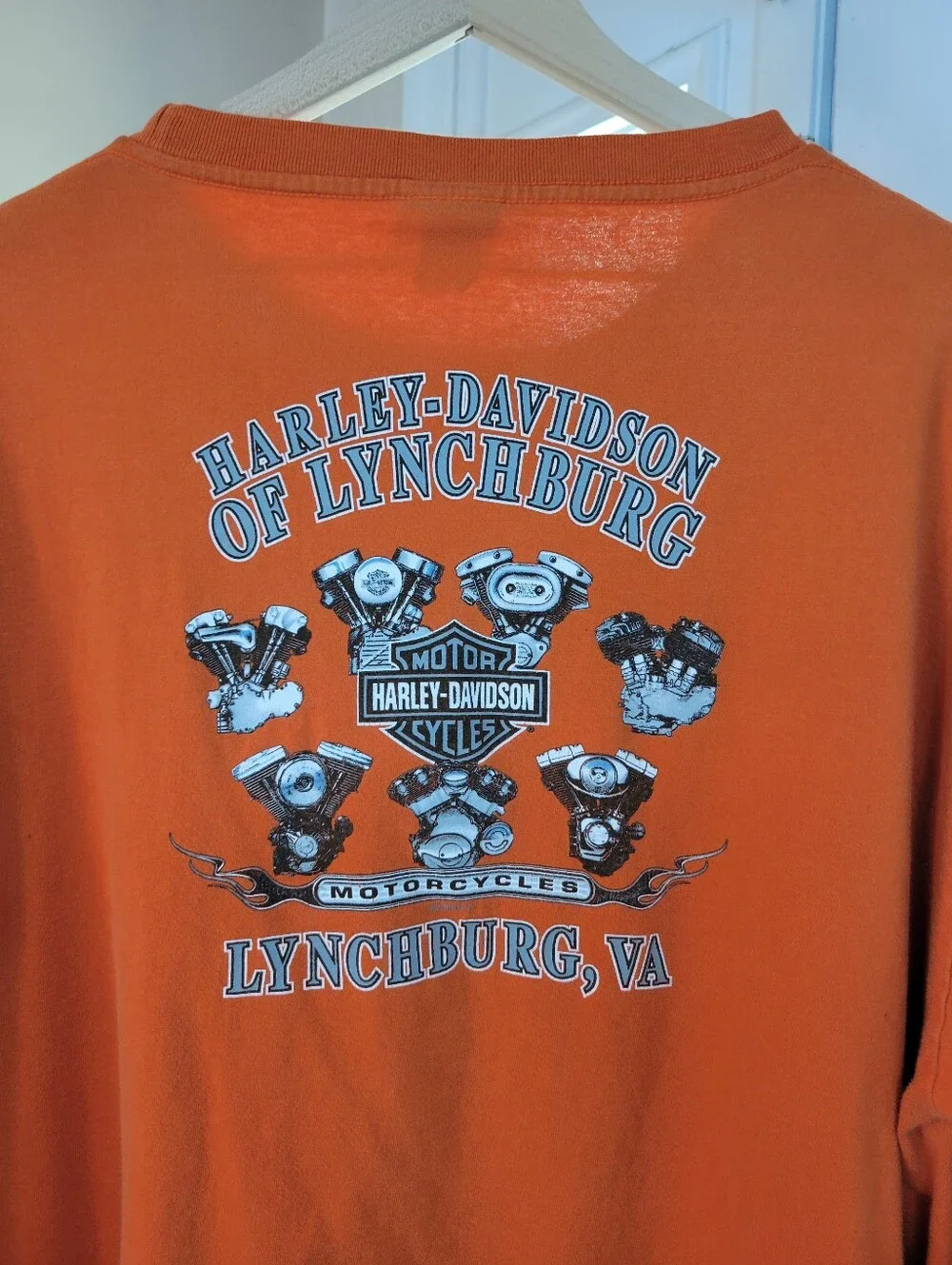 Harley-Davidson Motorcycles Orange Long Sleeve Graphic Printed Shirt, Size XXXL‎